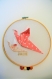 Tambours oiseaux en origami,rose, beige et gris, prénom à personnaliser