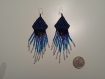Boucles d'oreilles en perles pendentes bleues en argent
