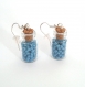 Boucles d'oreille minis fioles - perles de rocailles bleues