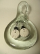 Boucles d'oreilles en céramique raku blanc/noir