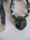 Collier céramique raku masque africain vert