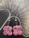 Boucles d'oreilles roses céramique raku