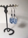 Boucles d'oreilles en céramique raku bleu/blanc