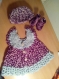 Ensemble robe/bonnet/ chaussons naissance fille