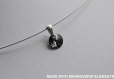 Swarovski pendentif cristal rond noir gris / argent 925