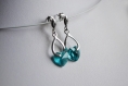 Swarovski boucles d'oreilles cristal cœur turquoise / argent 925