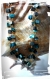 Sautoir perles nacre et plaque or bleu