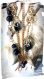 Sautoir doré lapis lazuli, résine bicolore, motif aluminium bleu/or 