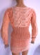 Tricot fait main pull jupe torsade rose  tricot mode femme   taille 36 38 40 