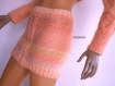 Tricot fait main pull jupe torsade rose  tricot mode femme   taille 36 38 40 
