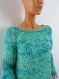 Pull vert au tricot fait main taille 42/44 pull bicolore vert bleu