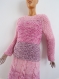 Pull laine rose épais au tricot fait main taille 38/40