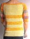 Pull tricot fait maison cousu main, jaune rayé en coton manches