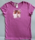 Tee shirt enfant fuchsia peint à la main chat