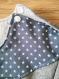 Pyjama bébé cousu main en molleton bouclette gris chiné, et batiste grise imprimée petites étoiles blanches- modèle kenji par indigotine