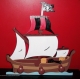 Portemanteaux mural enfant bateau pirate