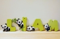 Lettres prénom enfant panda en bois artisanales