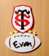 Plaque de porte prénom forme ballon rugby stade toulousain