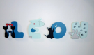 Lettre silhouette chat pour prénom bébé en bois