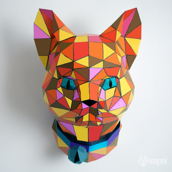 Projet Diy Papercraft Tete De Chat Sculpture Par Ecogamishop