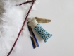 Porte-clés - bijoux de sac coussin tissu bleu et beige