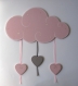 Plaque de porte nuage rose avec coeurs suspendus