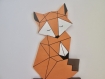 Plaque de porte renard origami, décoration murale chambre enfant