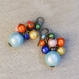 N°41 - boucles d'oreilles grappe de perles magiques multicolore 