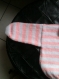 Polo 12 mois rayé rose et blanc tricoté main