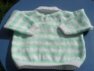 Polo 12 mois rayé vert et blanc tricoté main