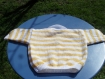 Polo 12 mois rayé jaune et blanc, tricoté main