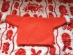 Cache coeur 3 mois orange et blanc, tricoté main