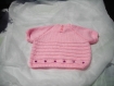Pull rose manches courtes tricoté à la main, pour bébé taille 3 mois