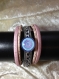 Bracelet snap , rose , 5 cordons de cuir 