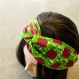 Large bandeau headband vert et rouge collection wax de gigi couture