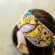 Large bandeau headband tissu wax jaune marron et turquoise collection afrique de gigi couture