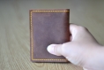Handmade mens slim leather wallet, hard wearing italian leather made, a very sturdy card holder and a perfect cheap gift that looks costly