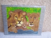 Famille lion peinture acrylique
