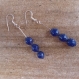 Boucles d’oreilles pendantes en papier recyclé bleu nuit, support en métal argenté. pendants pour oreilles percées longueur totale 6.5 cm