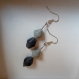 Boucles d’oreilles pendantes en papier recyclé gris foncé et gris clair, support en métal argenté. pendants pour oreilles percées longueur totale 5.5 cm