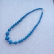 Collier en perles de papier recyclé bleu ; 54cm, modèle unique, fabriqué à la main.