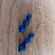Boucles d’oreilles pendantes en papier recyclé bleu, support en métal argenté. pendants pour oreilles percées longueur totale 6.5 cm