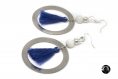 Boucles d'oreilles anneau et pompon bleu