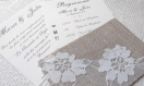 Invitation romantique n 8 -  faire part mariage pochette lin - voile dentelle fleur - collection bohème