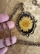Necklace. cabochon with dry flowers in resin. chamomile flower in resin. antique cabochon. antique chain.