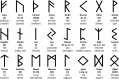 Runes of futhark. runes with floral decoration.