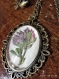 Pendant with dry plants on a long chain. cabochon - herbarium. herbarium under glass. cabochon with flowers.