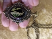 Necklace. cabochon with dry plants in resin. thuja leaf in resin. antique cabochon. antique chain.