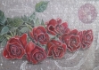 L'univers des roses rouges tableau sur   organza transparent.