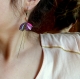 Boucles d'oreilles en plastique fou* fleurs de lotus* rose